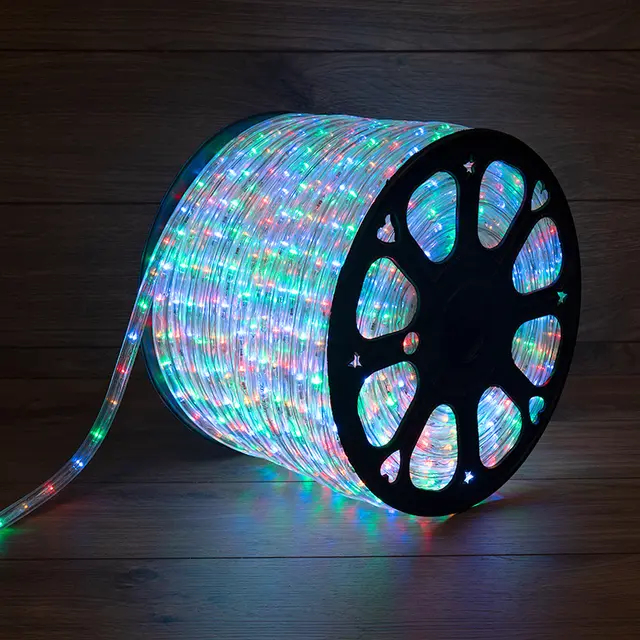 Дюралайт LED трехжильный 230В 13мм 36 LED/м МУЛЬТИ (RYGB) свечение с динамикой модуль 1м бухта 100м (121-329) NEON-NIGHT